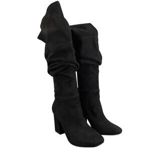 BP Shoes Womens 5.5 Boots Fashion Over The Knee Block Heel Zip Black Square Toe